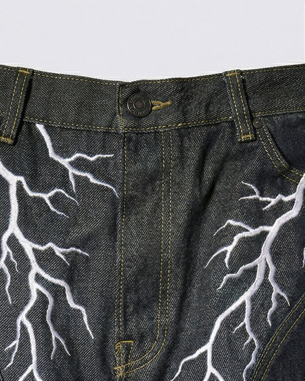 Lightning Thorn Washed Curved Wide Leg Denim Jeans WN27863