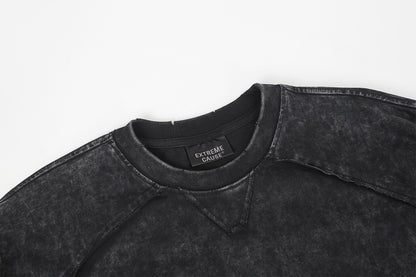 Washed Frayed Pullover Sweatshirt WN23029