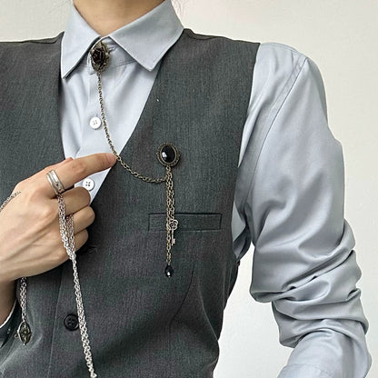 Chain Tassel Floral Brooch Accessory WN19655