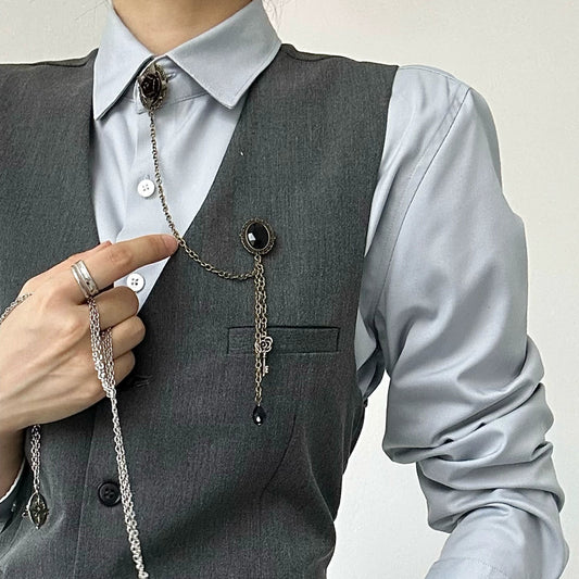 Chain Tassel Floral Brooch Accessory WN19655