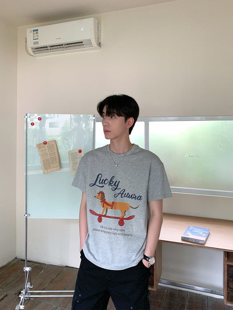Letter Print Round Neck Short Sleeve T-Shirt WN24965