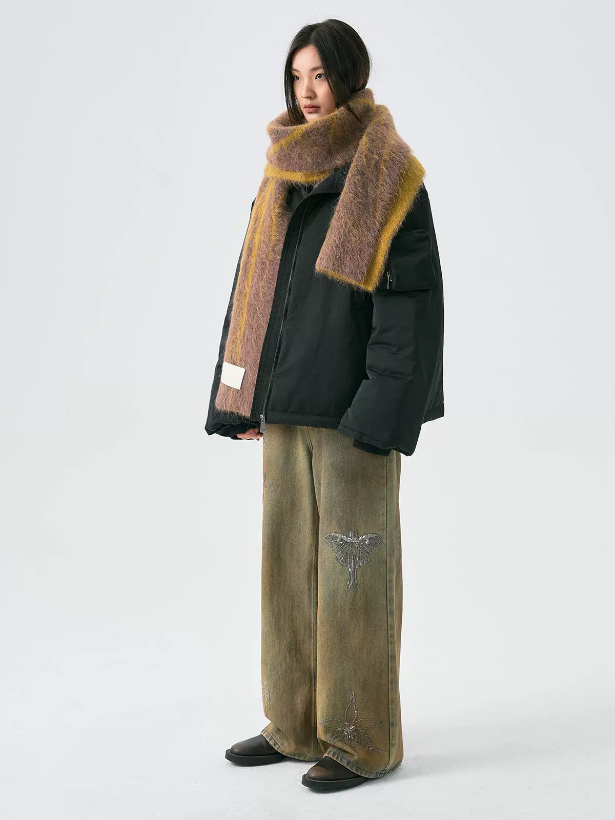 Graphic Design Double-Sided Wool Scarf WN18933