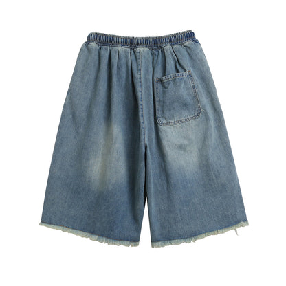 Damage Raw Hem Denim Half Jeans WN26784