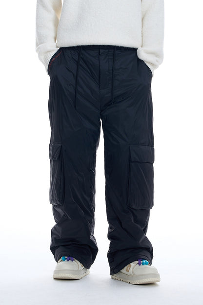 White Duck Down Filling Wide Leg Cargo Pants WN9820