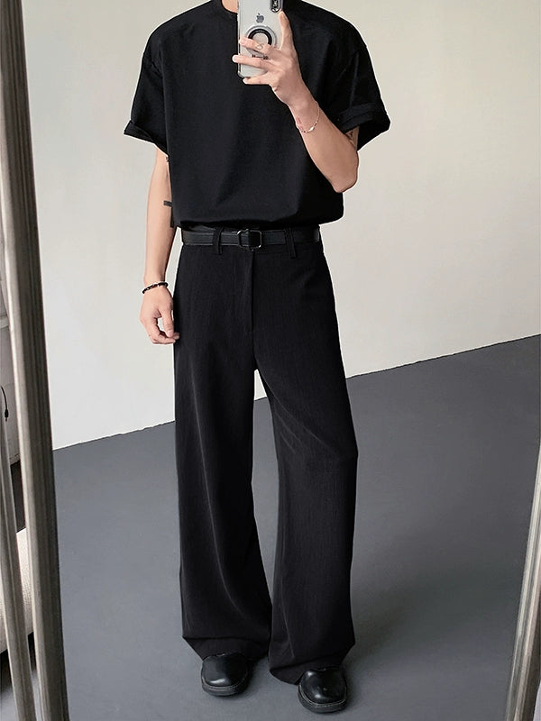 Plain Design Longer hem Trousers WN19305