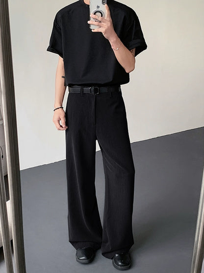 Plain Design Longer hem Trousers WN19305