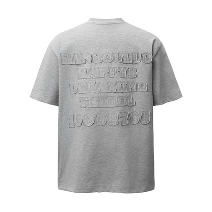 Letter Applique Embroidery Oversize Short Sleeve T-Shirt WN26856