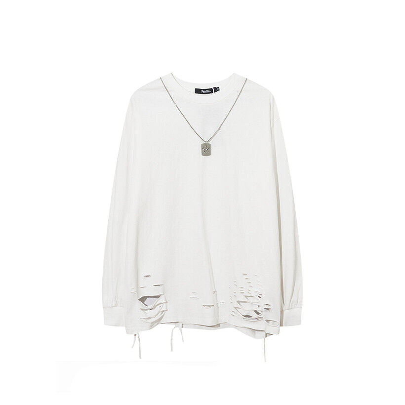 Oversize Damage Chain Attached Long-sleeve T-shirt WN5513