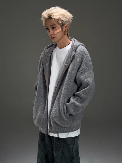 Brushed Zipper Knit Hoodie WN8477