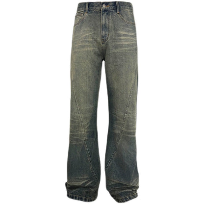 Wash Mud Stained Micro Flare Denim Jeans WN8497