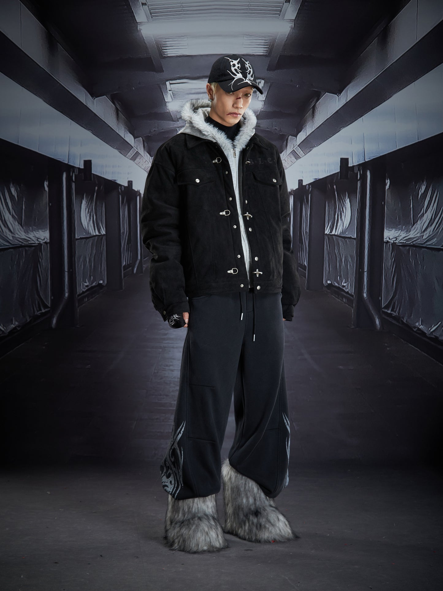 Totem Print Elastic Waist Wide Leg Sweatpants WN22826