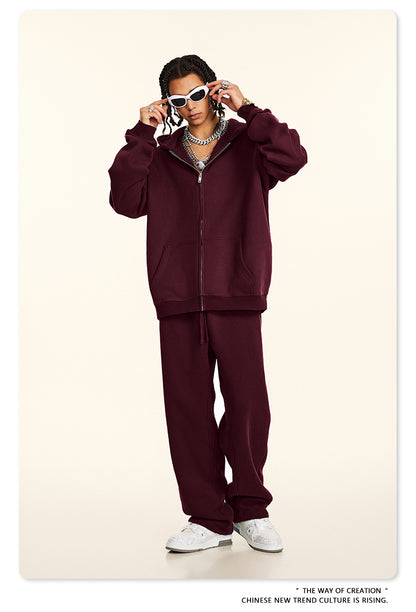 Fleece Lining Oversize Washed Zipper Hoodie WN9943