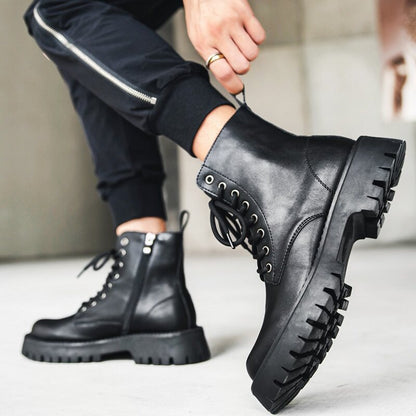 Chunky Lug Sole Platform Lace-Up Zipper Boots WN24559