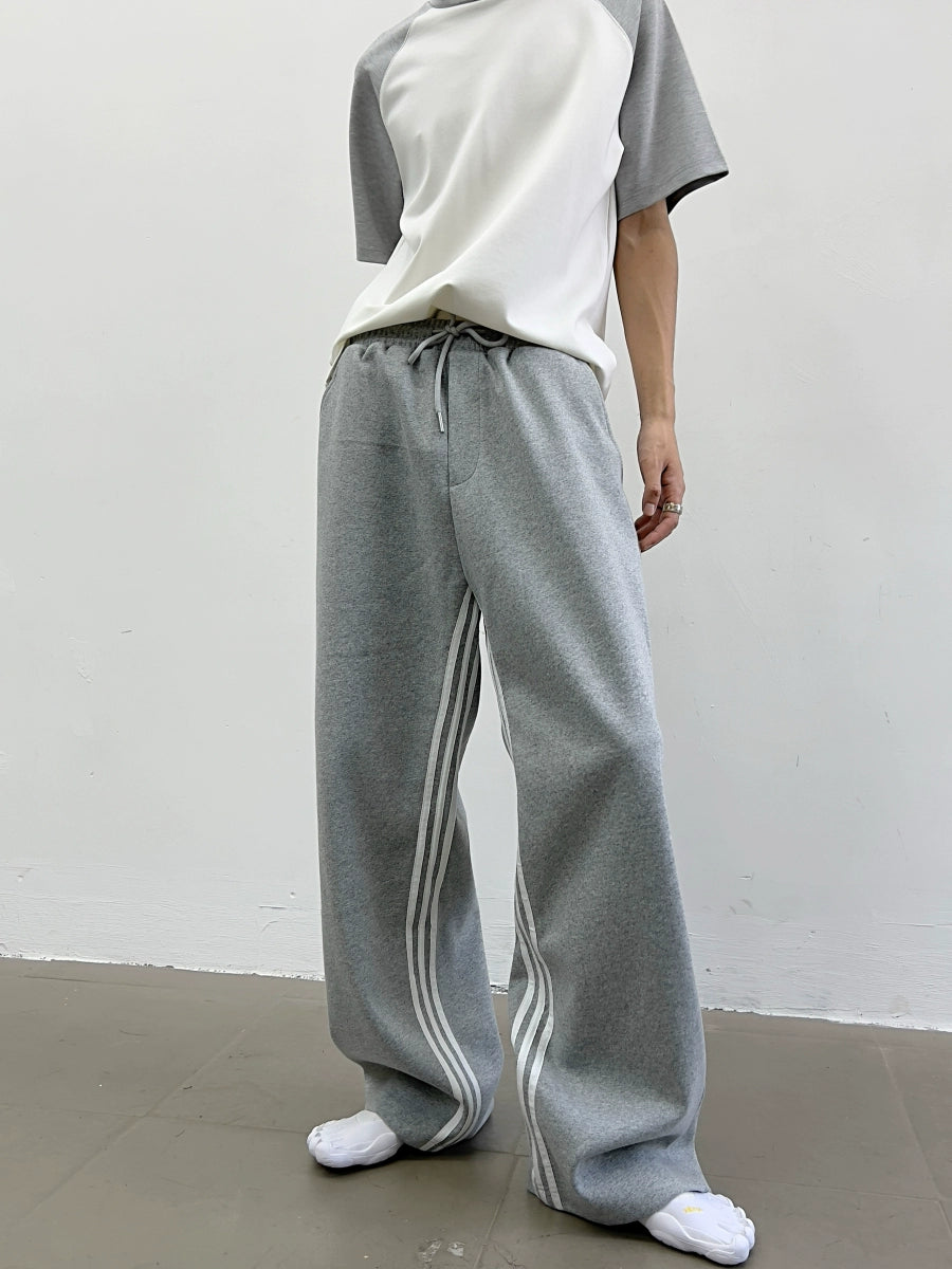 Drawstring Inner Stripes Wide-Leg Sweatpants WN7416