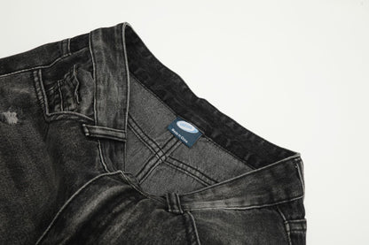 Washed Damage Straight-Leg Denim Jeans WN11395