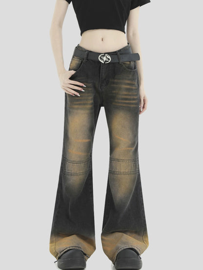 Gradient Washed Wide-Leg Denim Jeans WN7168