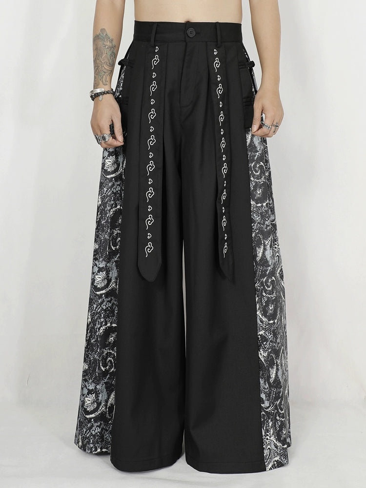 Patchwork Embroidery Wide Leg Trousers WN20166