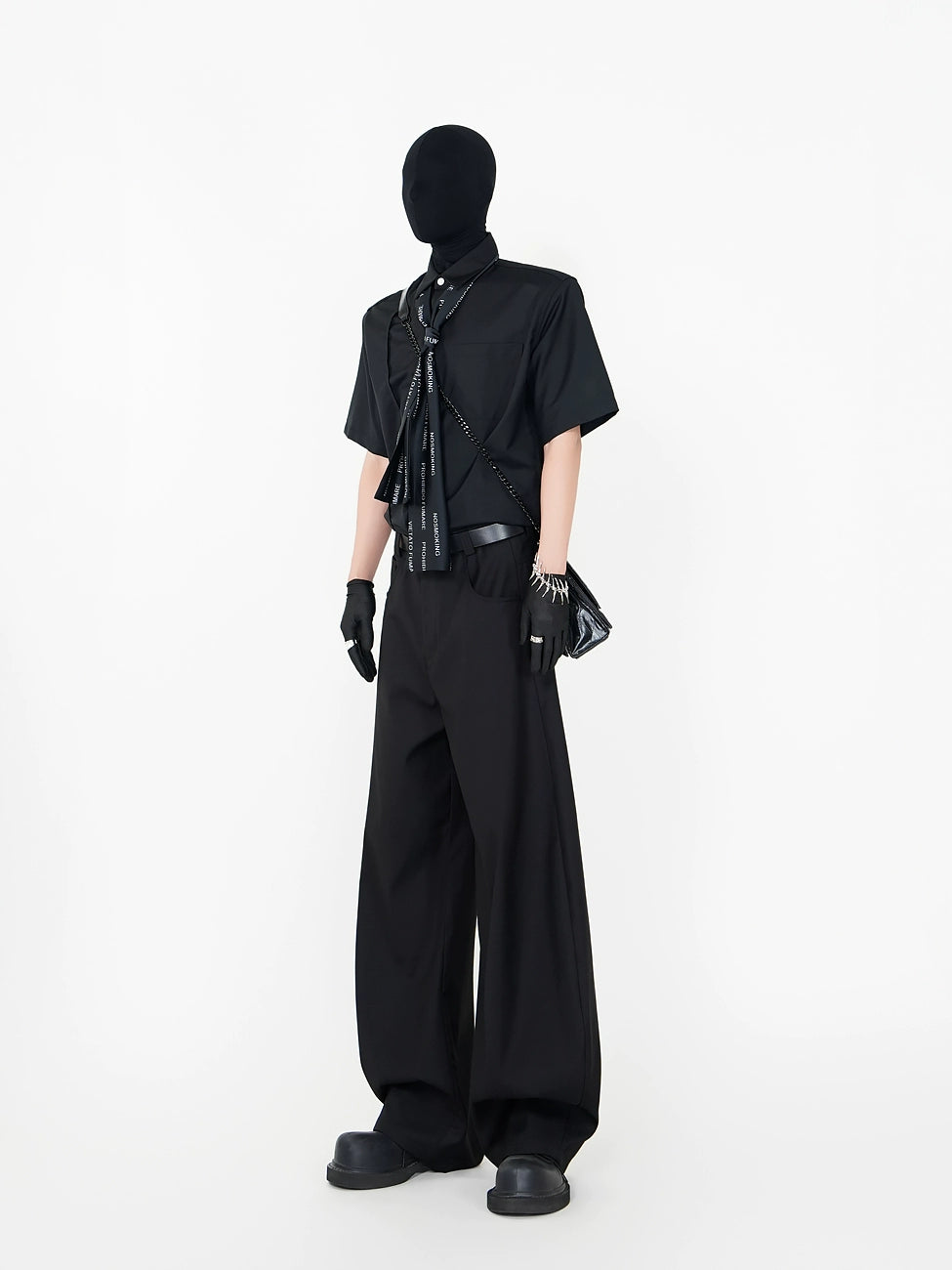 Oversize Short Sleeve Shirt & Curved Wide Leg Trousers Setup WN17445