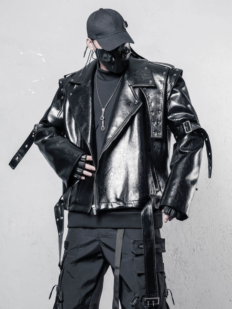 Lapel Asymmetric Zipper PU Leather Jacket WN22421