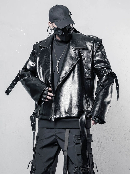 Lapel Asymmetric Zipper PU Leather Jacket WN22421