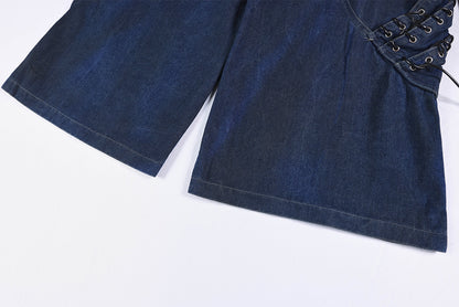 Heavyweight Washed Deconstructed Wide Leg Denim Jeans WN25745