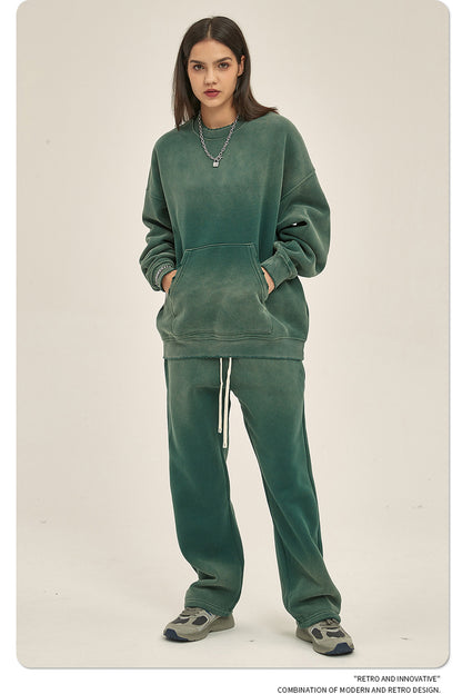 Fleece Lining Spray-dye Damage Oversize Sweatshirt WN9967