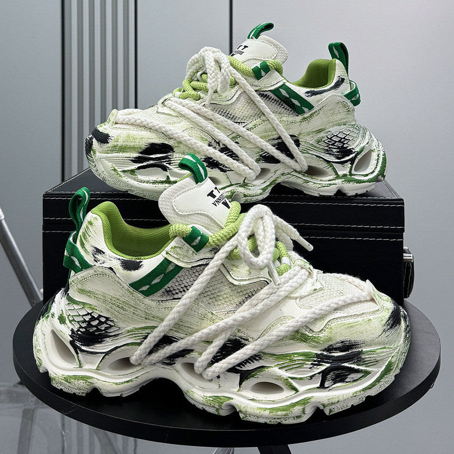 Paint Splash Rope Lace Chunky Sole Sneakers WN24635