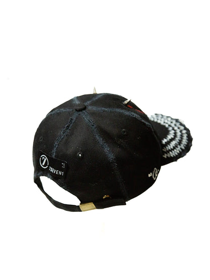 Graffiti Damage Dripping Blood Rivet Curved-Brim Cap WN21127
