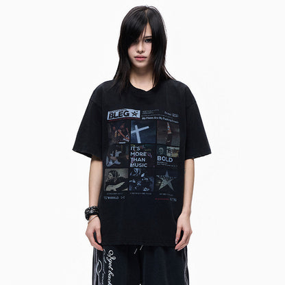 Oversize Collage Graphic Print Short Sleeve T-Shirt WN27370