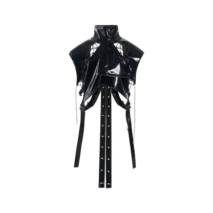 Deconstructed Asymmetric Layered Patent Leather Vest WN12102