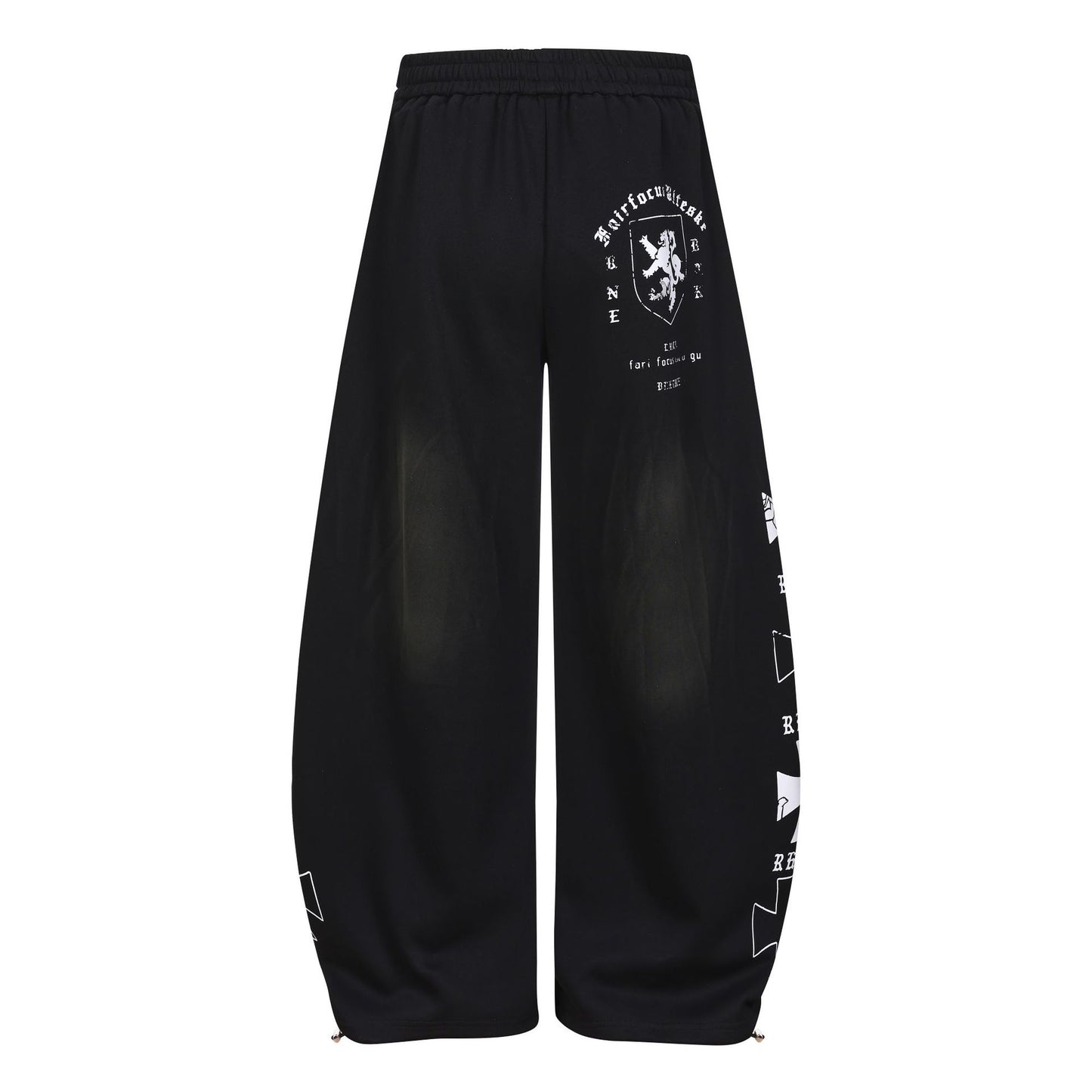 Graphic Print Panel Curved Wide Leg Sweatpants WN25931