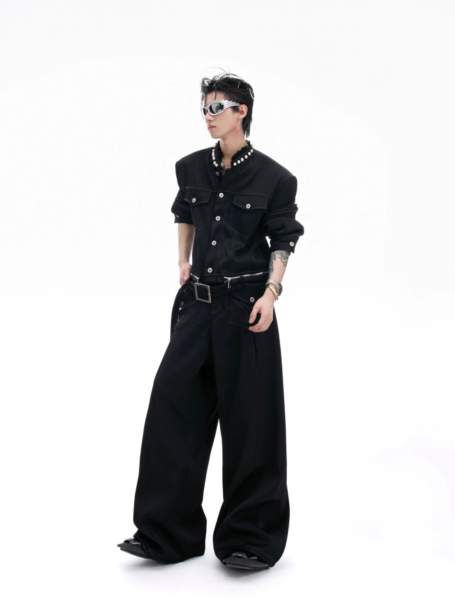 Contrast Stitch Pocket Cargo Denim Jeans WN20515