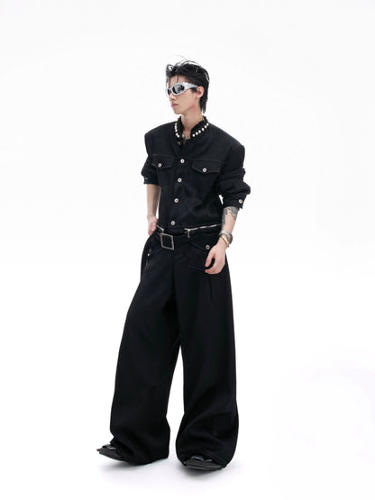 Contrast Stitch Pocket Cargo Denim Jeans WN20515