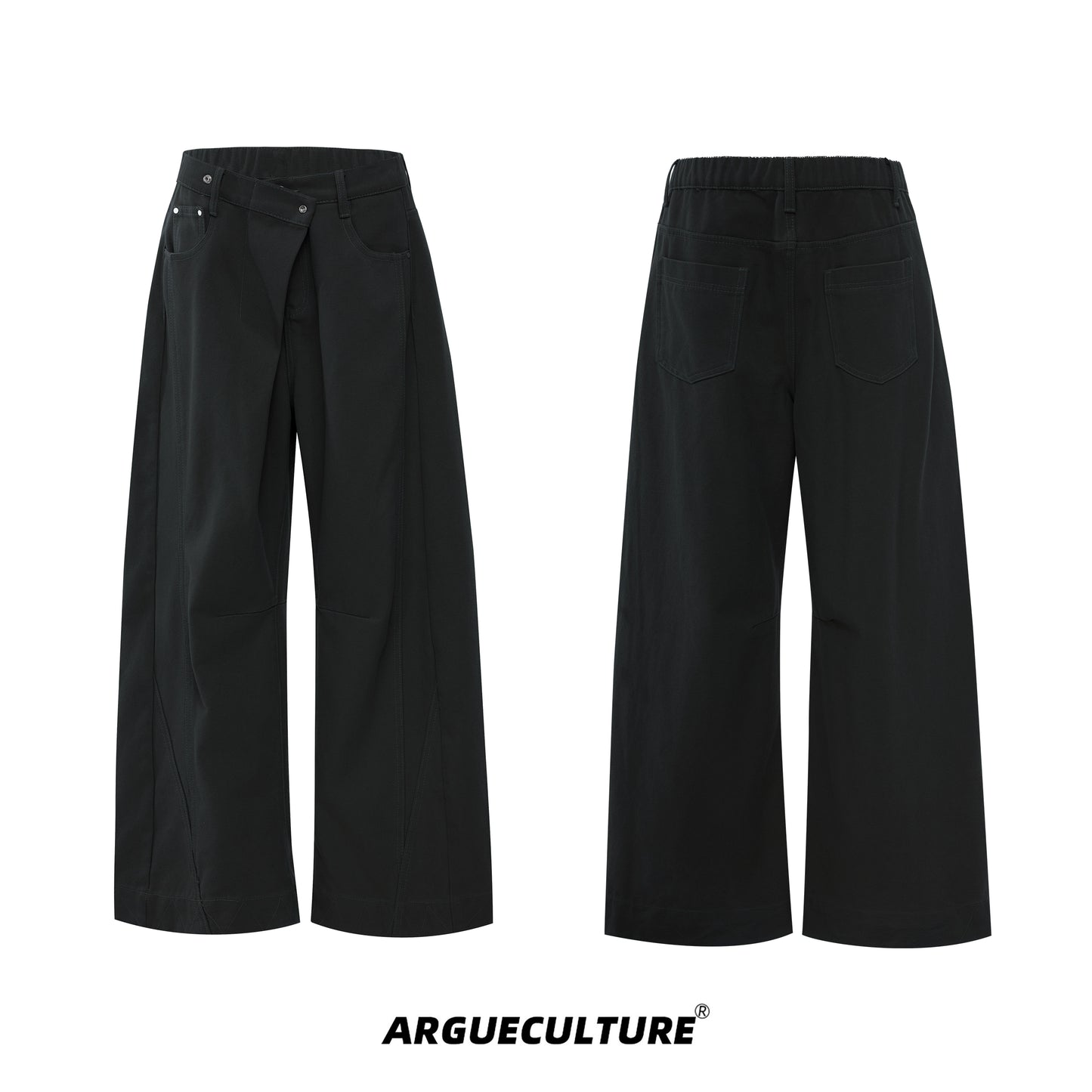 Washed Standing-Neck Cargo Jacket & Wide Leg Pants Setup WN21235