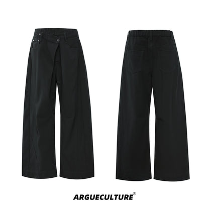 Washed Standing-Neck Cargo Jacket & Wide Leg Pants Setup WN21235