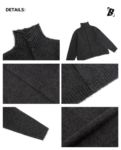 Marled High-Neck Boxy Knit Cardigan WN26367