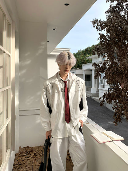 Reflective Patchwork Stand-Collar Jacket & Flare Pants Setup WN19757