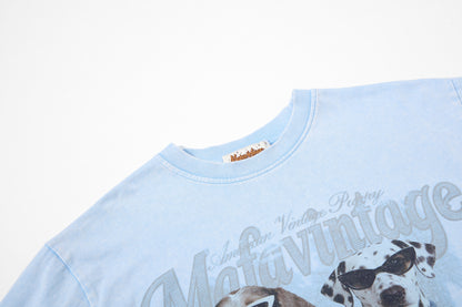 Washed Dog Graphic Cotton Oversize Short Sleeve T-Shirt WN25739