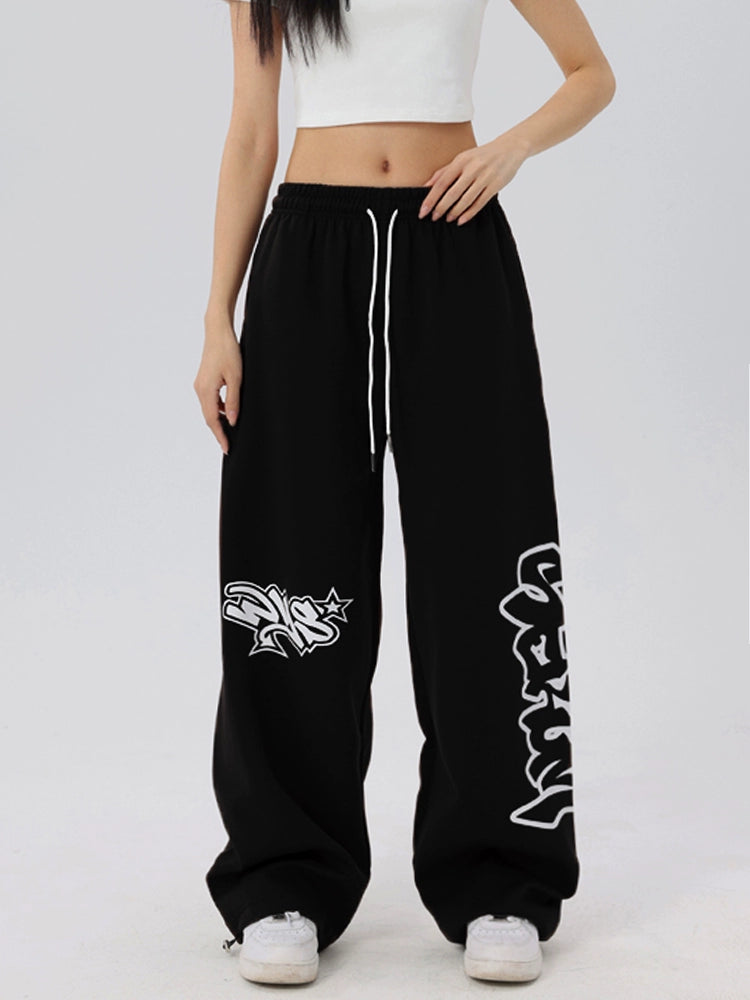 Graphic Letter Design Wide Leg SSweatpants WN17202