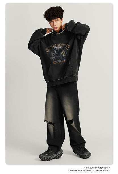 Washed  Heavyweight Print Hoodie WN7888