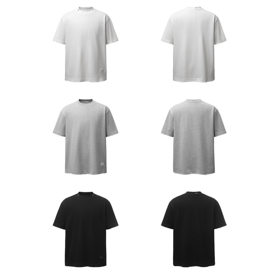 Oversize Damage Plain Short Sleeve T-Shirt WN25472