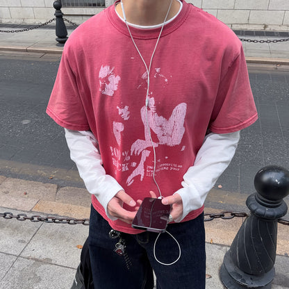Washed Graphic Print Short Sleeve T-Shirt WN24372