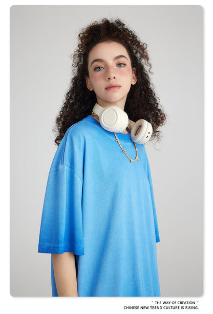 Washed Gradient Pure Cotton Sleeveless T-Shirt WN6075