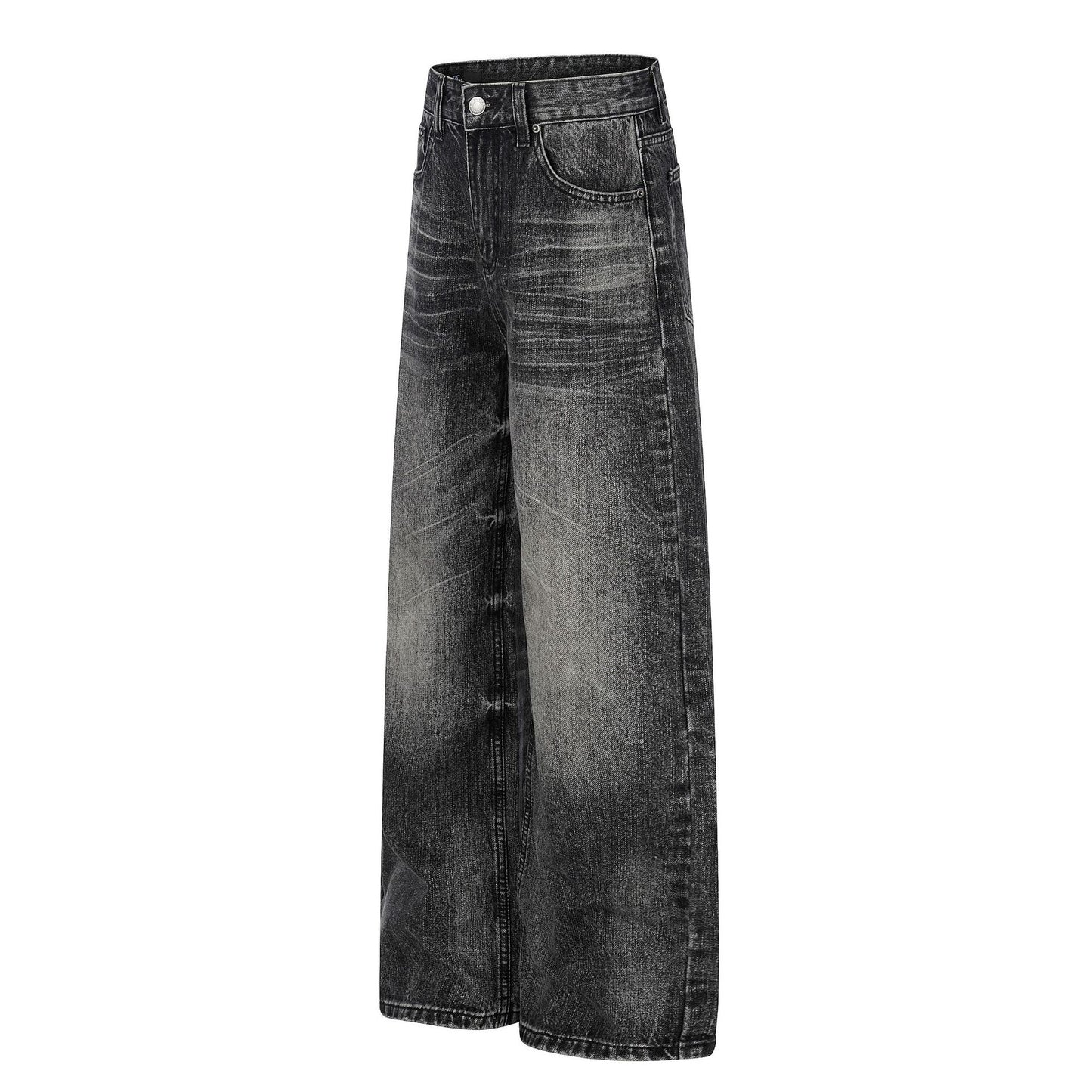 Washed Whisker Wide Leg Denim Jeans WN26106