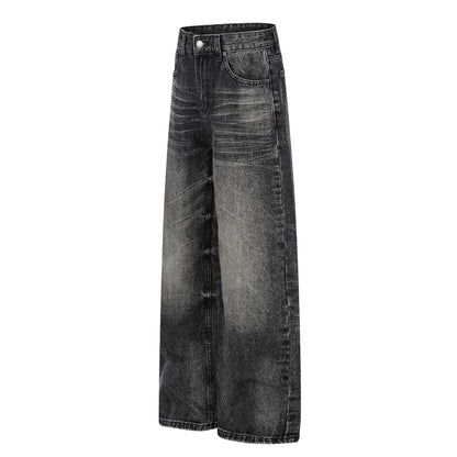 Washed Whisker Wide Leg Denim Jeans WN26106
