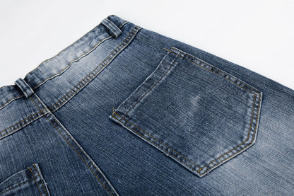 Washed Star Rhinestone Wide Leg Denim Jeans WN25458