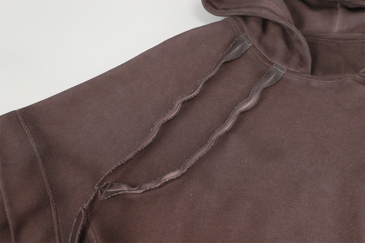 Heavyweight Washed Deconstructed Pullover Hoodie WN23059
