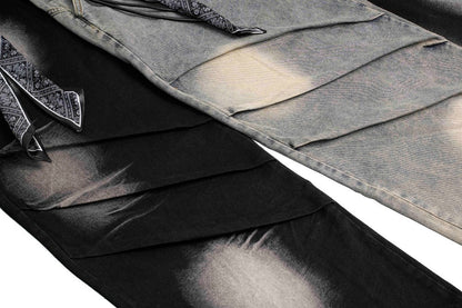 Spray Paint Gradient Wide Leg Denim Jeans WN28063