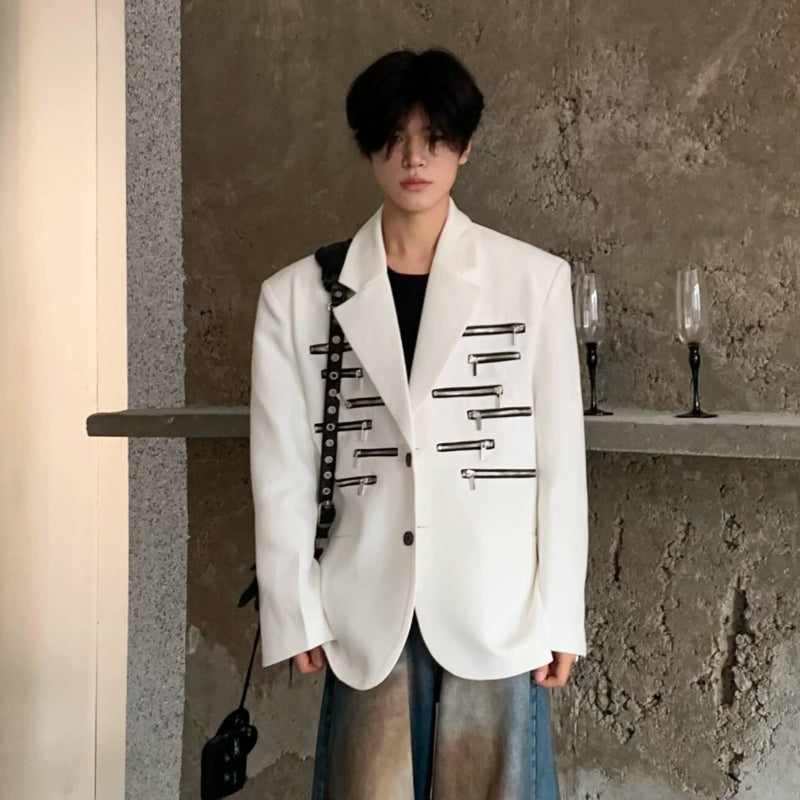 Zipper Patchwork Tailored Jacket WN19816