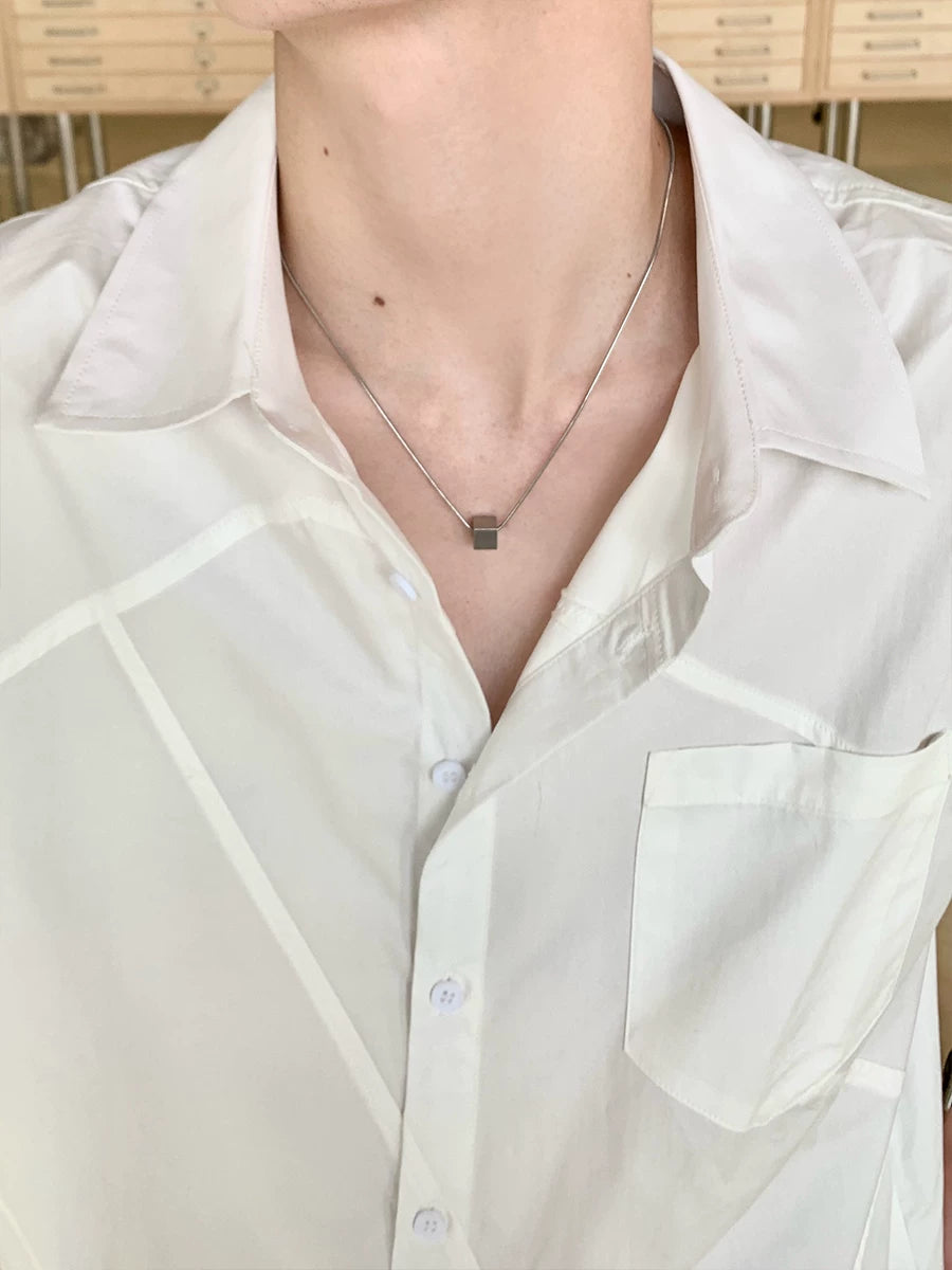 WN24938 ONELYC1NS trendy brand titanium steel necklace geometric small square pendant niche design sense clavicle chain WN24938